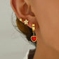 Heart Shape Flower Snake Earrings Set [201 Stainless Steel, 18K Gold Plated]