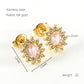 Glam Sun Water Droplets  Rhinestones Earrings [Stainless Steel,18K Gold Plated]