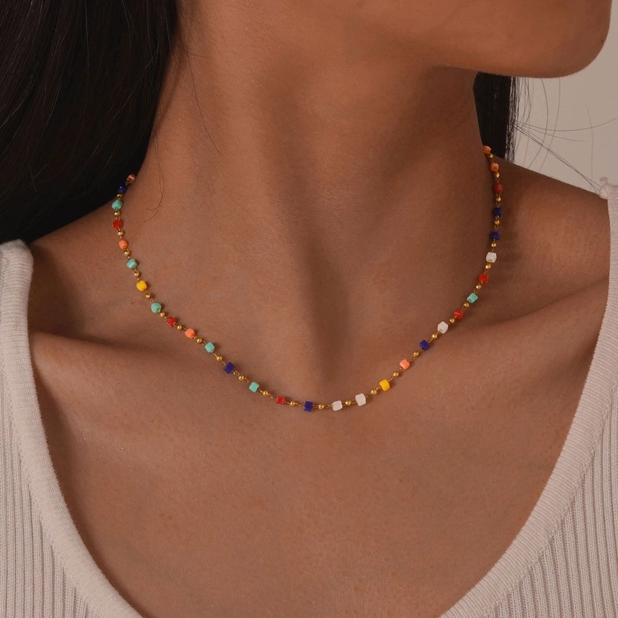 Colorful Beads Necklace/Bracelets [201 Stainless Steel]