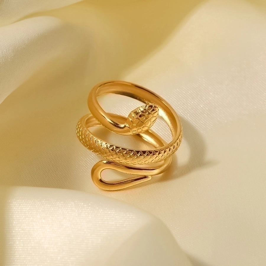 Snake Open Ring [304 Stainless Steel, 18K Gold Plated]