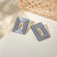 Silver Rectangle Stripes Earrings [304 Stainless Steel]