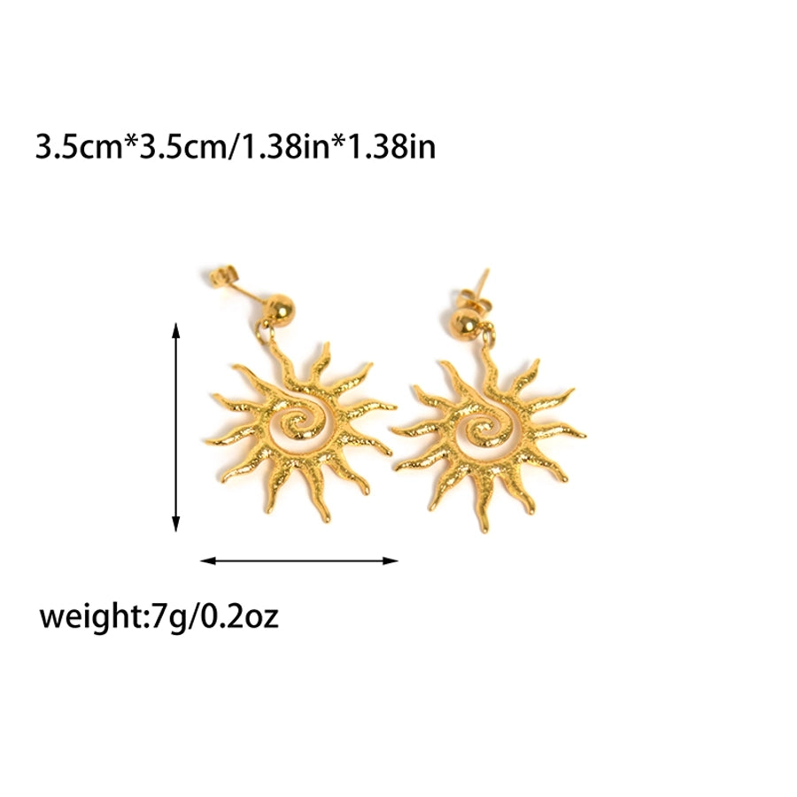 Sun Drop Earrings [304 Stainless Steel,14K Gold Plated]