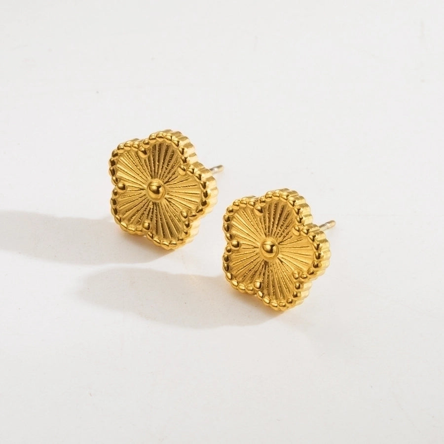 Flower Bracelet/Earrings/Necklace [304 Stainless Steel,18K Gold Plated]