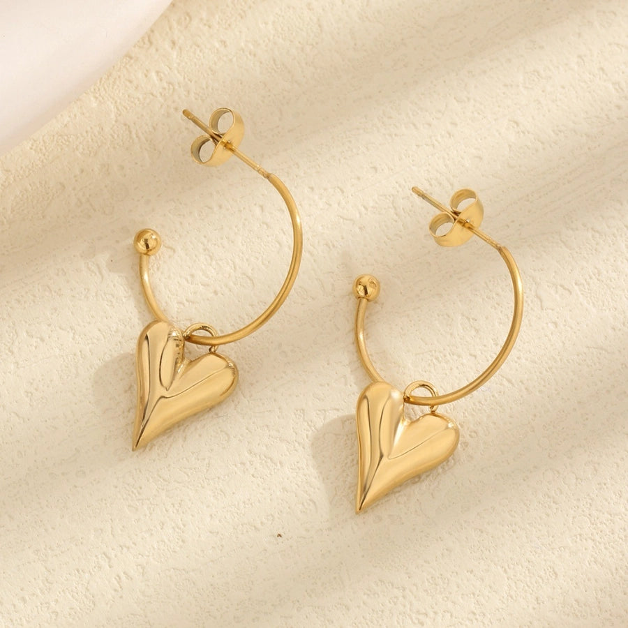 Pendientes de aro de gota de corazón [304 acero inoxidable, 18k dorado chapado]