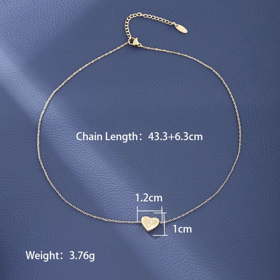 Letter Heart Shape Necklace [304 Stainless Steel,18K Gold Plated]