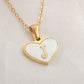 Letter Shell Heart Pendant Necklace [304 Stainless Steel,18K Gold Plated]