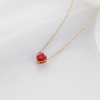 Heart Shape Zircon Inlay Necklace [304 Stainless Steel]