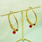 Round Beaded Natural StoneEarrings [304 Stainless Steel,14K Gold Plated]