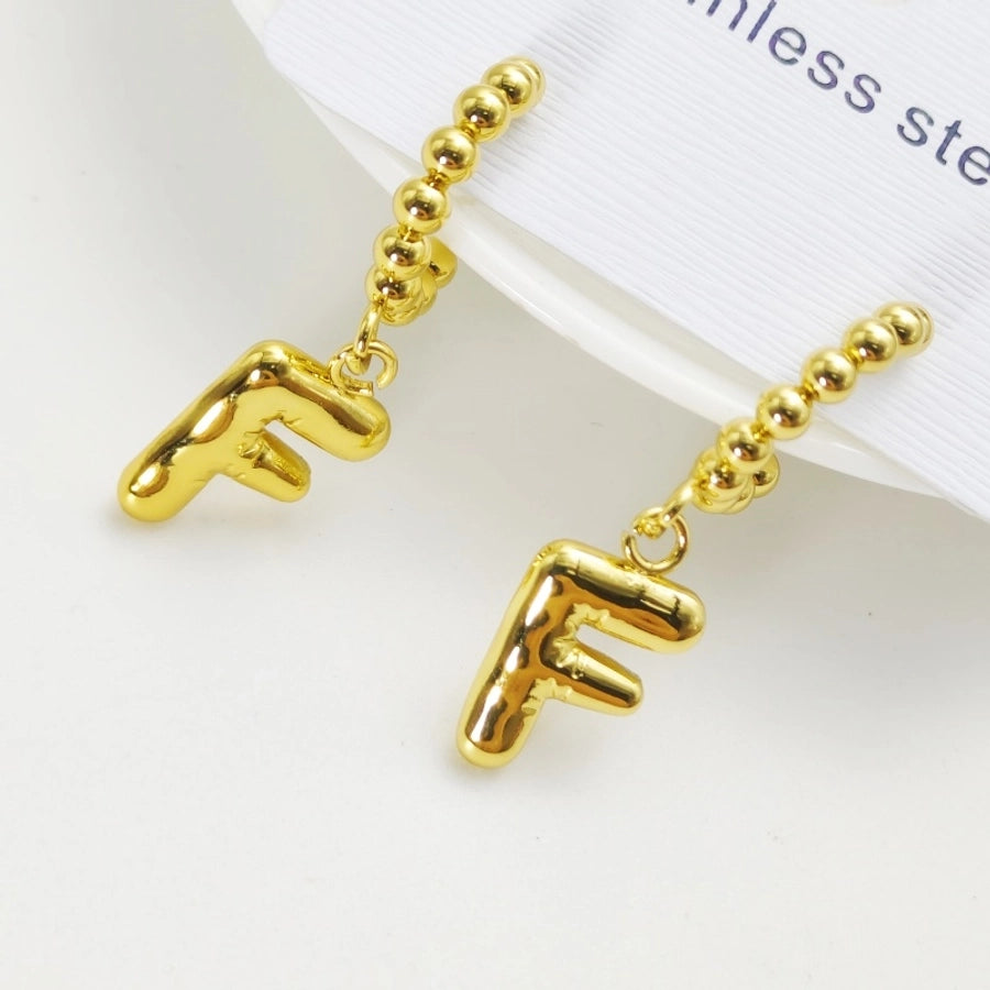 Letter Drop Earrings [304 Stainless Steel,18K Gold Plated]