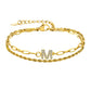 Letter Zircon Bracelets [201 Stainless Steel,Copper,18K Gold Plated]