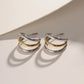 C Shape Semicircle Two Tone Earrings [304 Stainless Steel,18K Gold Plated]