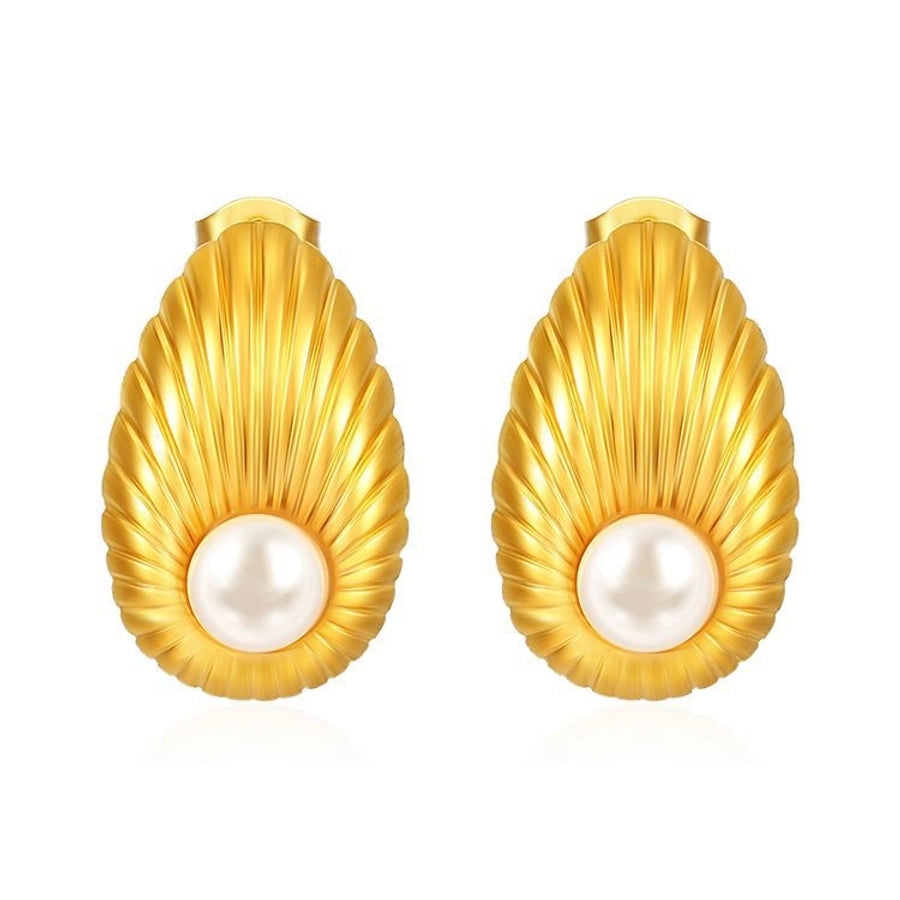 Stripe Pearl Ear Studs [304 Stainless Steel]