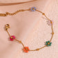 Beaded Flower Bracelet/Necklace [304 Stainless Steel,18K Gold Plated]