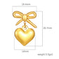 Heart Shape Bow Knot Earrings [304 Stainless Steel,18K Gold Plated]