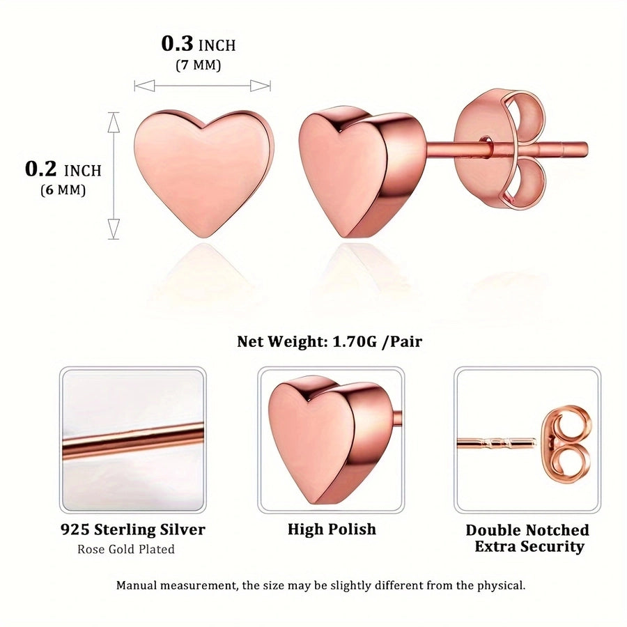 Pendientes de sementales de corazón de oro plateado [acero inoxidable]