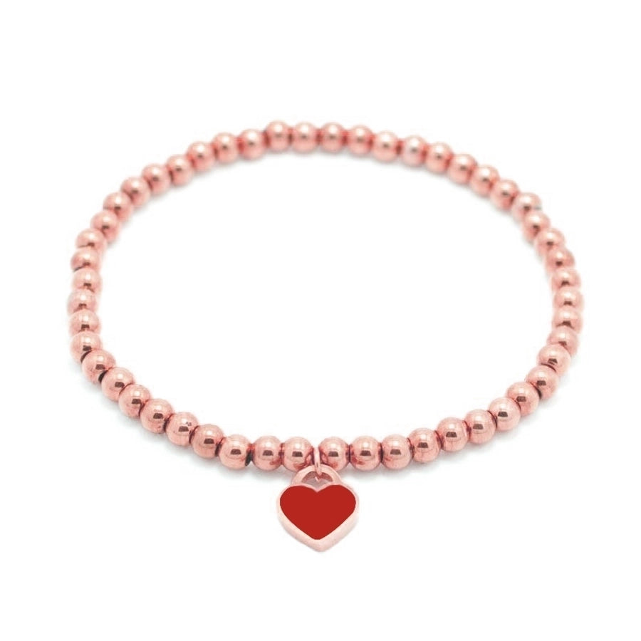 Heart Shape Beaded Bracelet [Stainless Steel,18K Gold Plated]