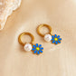 Flower Enamel Pearl [201 Stainless Steel,18K Gold Plated]