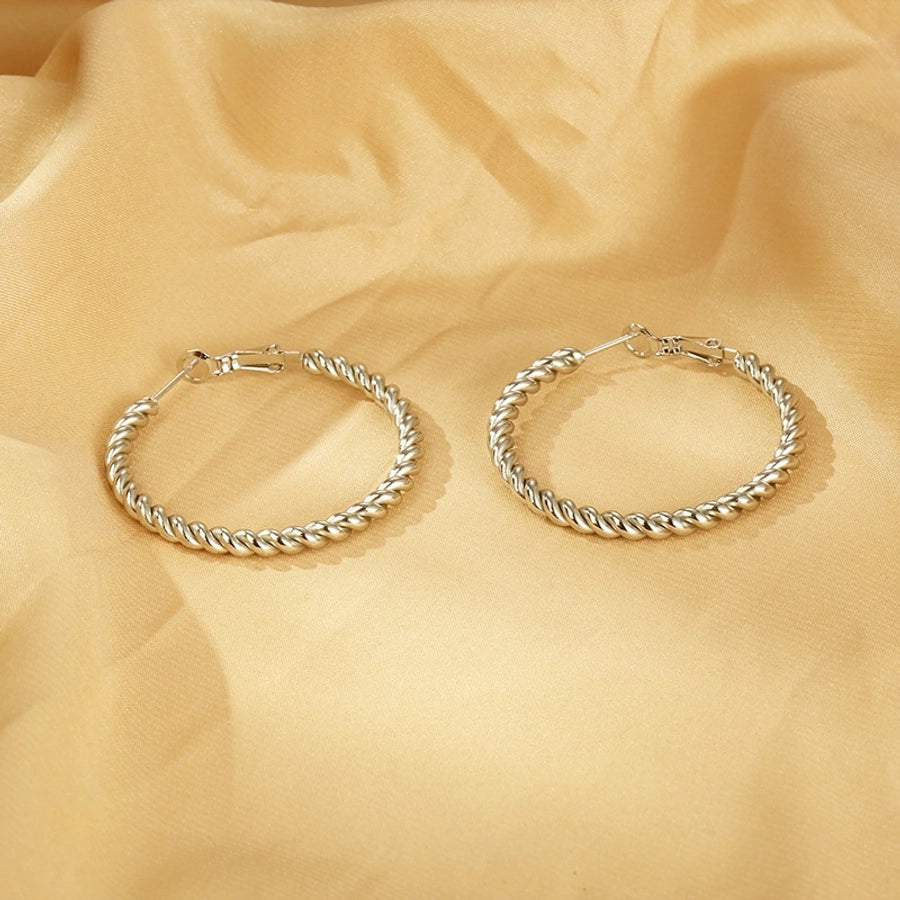 Round Twist Hoop Earrings [304 Stainless Steel,18K Gold Plated]