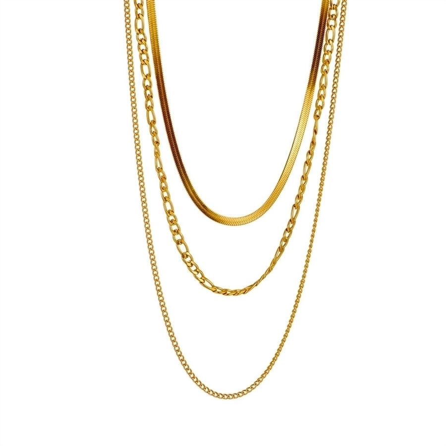 Layered Chain Necklace [304 Stainless Steel,18K Gold Plated]