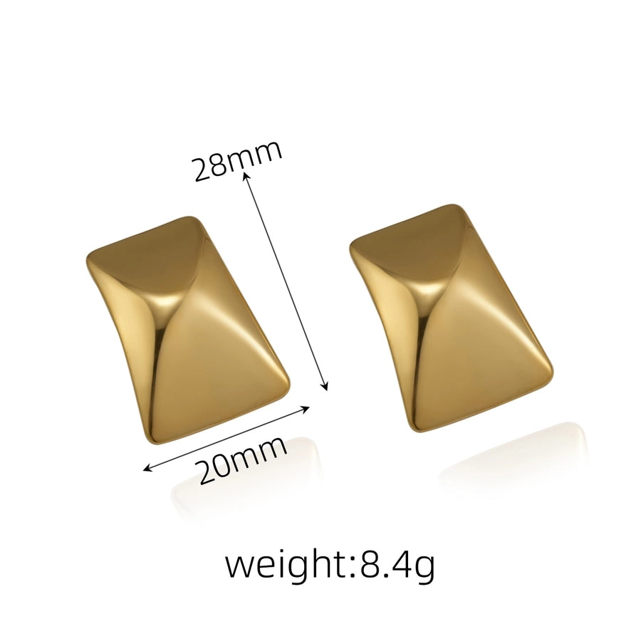 Matte Square Rectangle Earrings [304 Stainless Steel,18K Gold Plated]