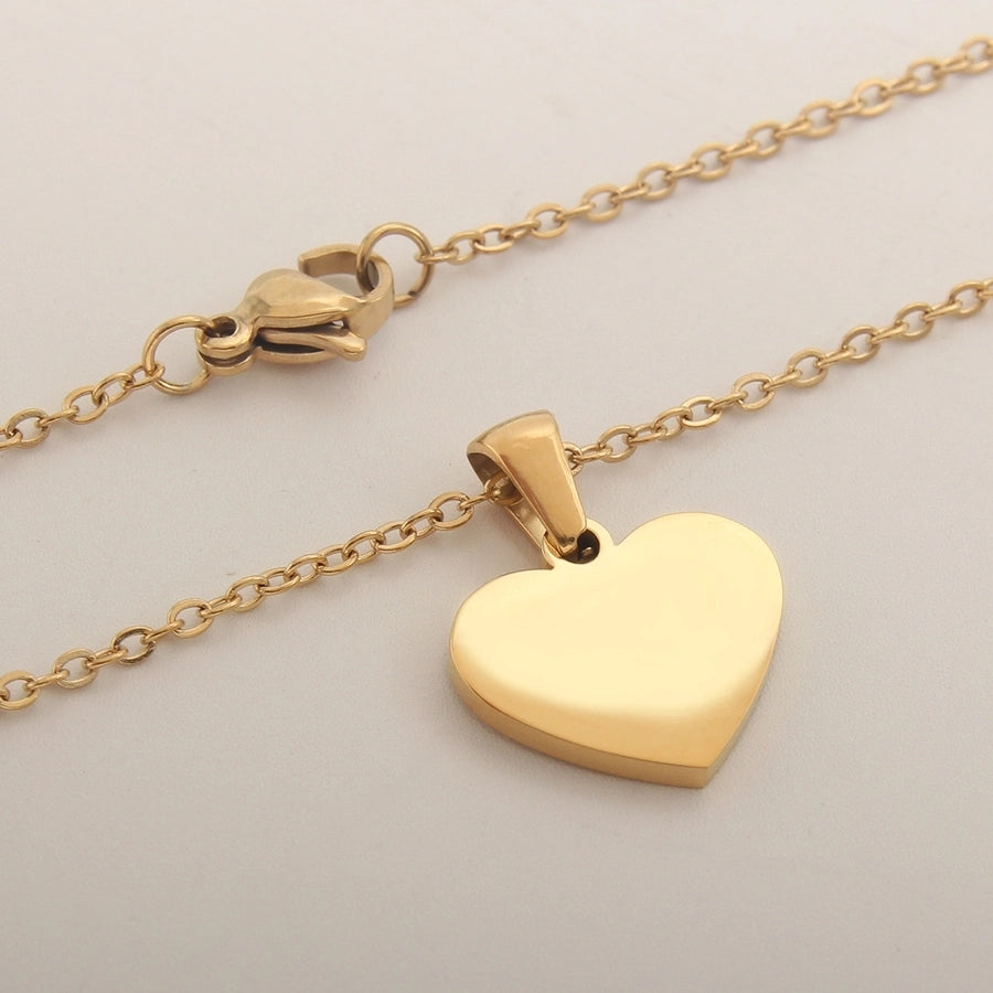 Letter Shell Heart Pendant Necklace [304 Stainless Steel,18K Gold Plated]