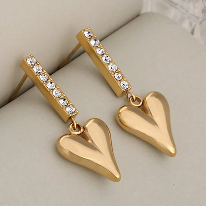 Heart Shape Earrings [304 Stainless Steel,18K Gold Plated]