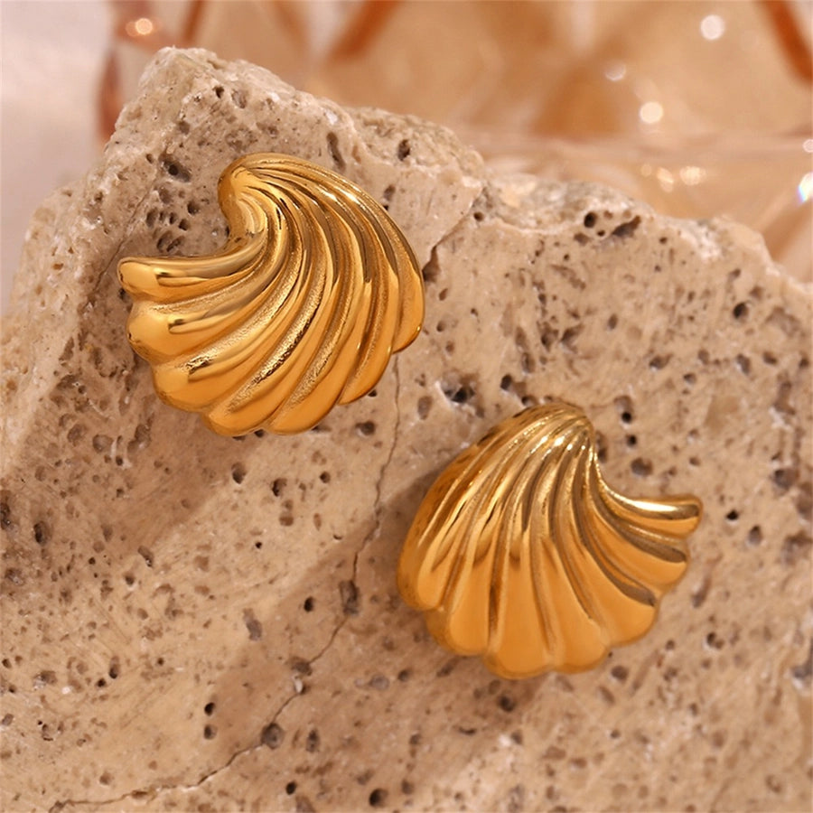 Marine Style Simple Style Sea Wave Ohrringe [304 Edelstahl, 18K Gold plattiert]