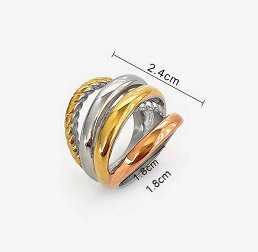 Color Block Ring [316L Stainless Steel, 18K Gold Plated]