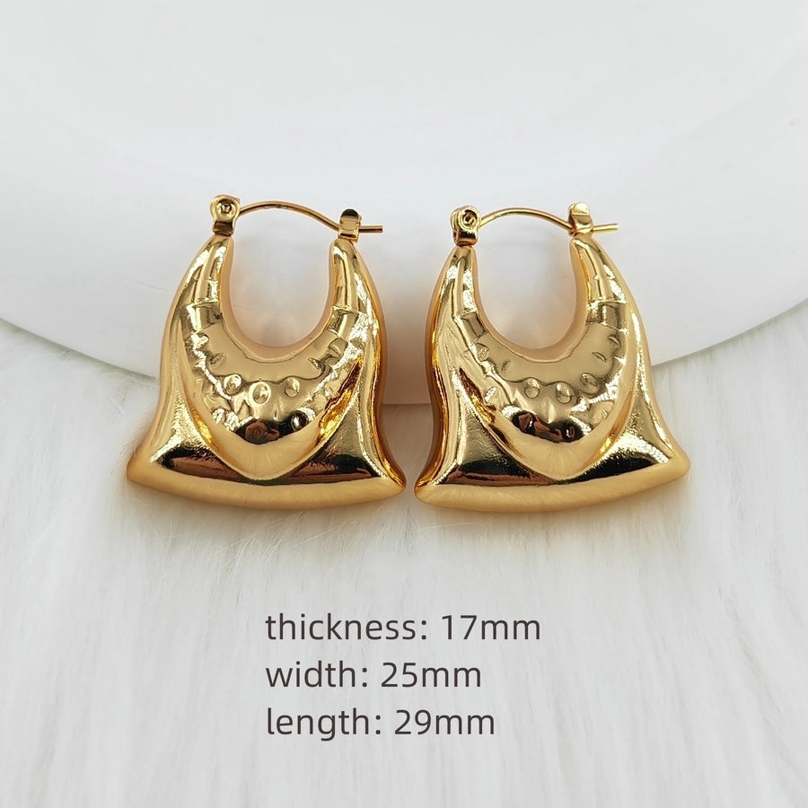 Vintage Style U Shape Earrings [304 Stainless Steel, 18K, 24K Gold Plated]