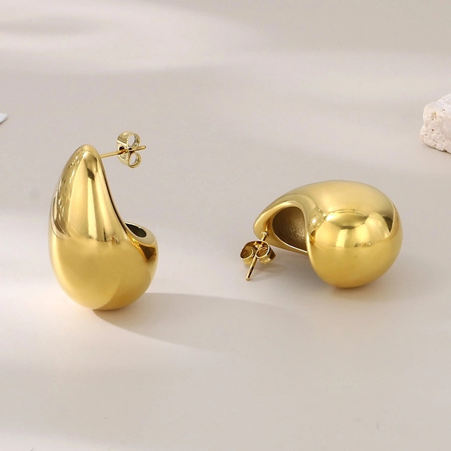 Water Droplets Hollow Out Earrings [304 Stainless Steel,18K Gold Plated]