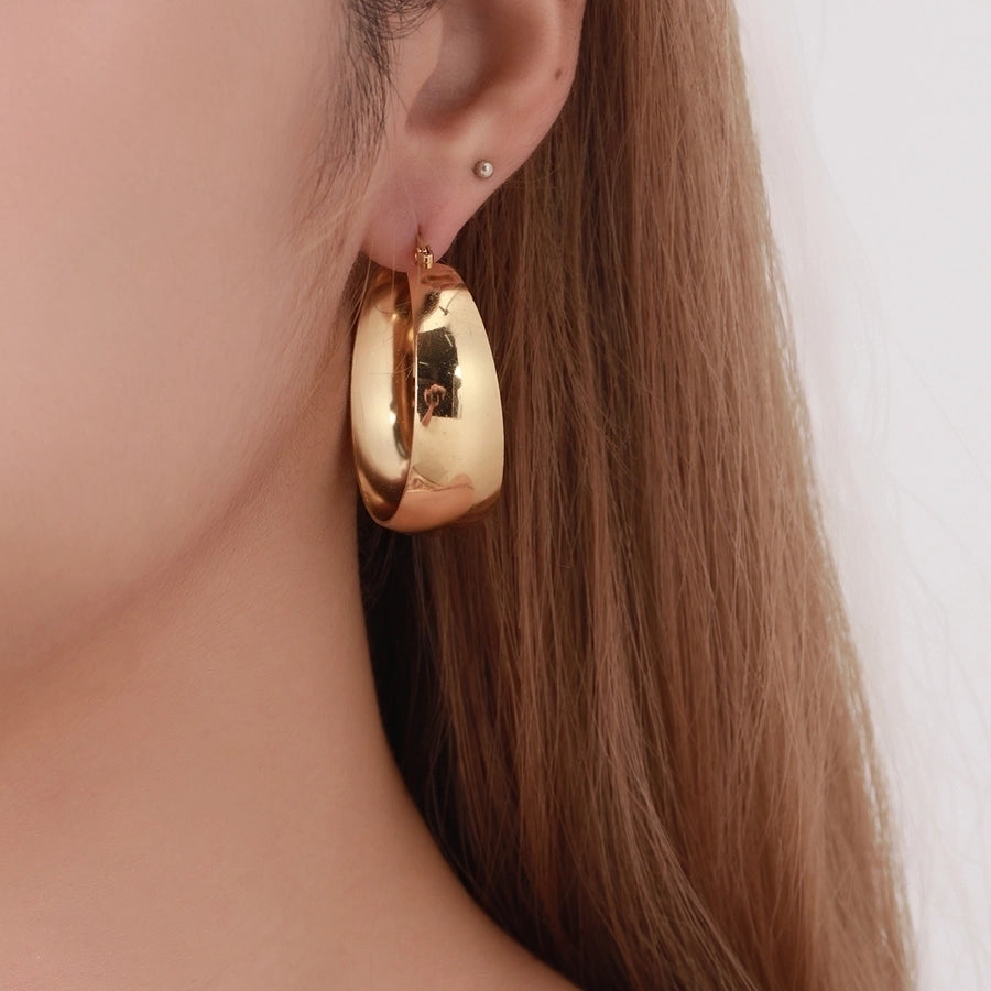 Round Hoop Earrings [304 Stainless Steel,18K Gold Plated]