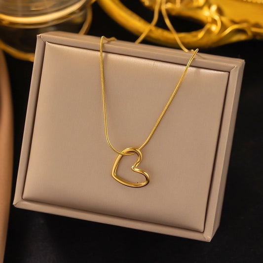 Holle hart ketting [304 roestvrij staal, 18K vergulde goud]