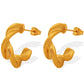 C Shape Twist Earrings [304 Stainless Steel,18K Gold Plated]