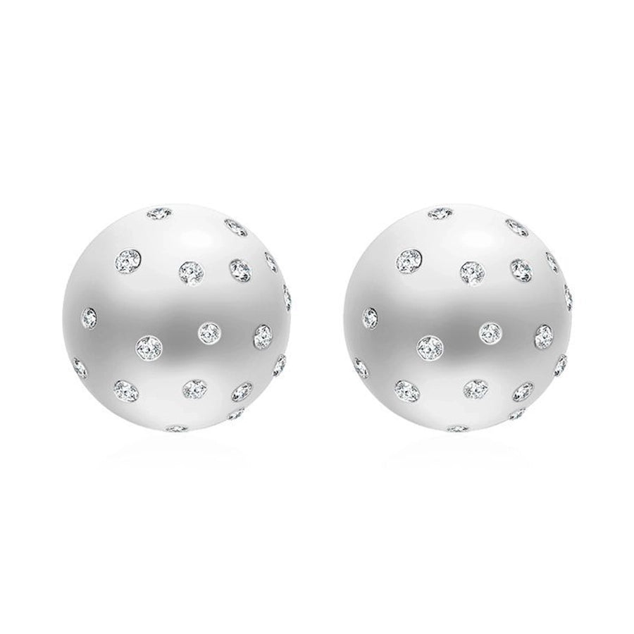 Ball Zircon Earrings [304 Stainless Steel]