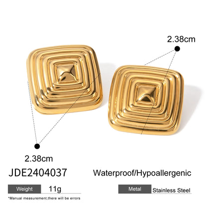 Square Plating Earrings [304 Stainless Steel,18K Gold Plated]