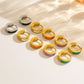 Round Enamel Earrings [304 Stainless Steel,18K Gold Plated]