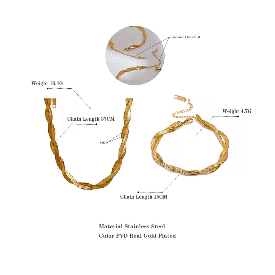 Twist Chain armband/ketting [304 roestvrij staal, 18K vergulde goud]