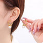 Round Pearl Drop Earrings [304 Stainless Steel,18K Gold Plated]