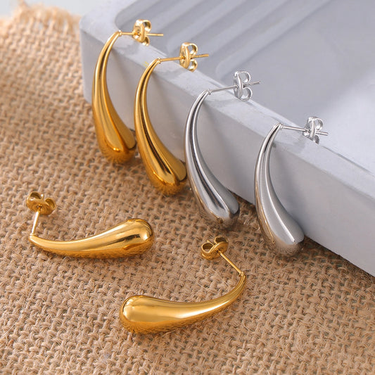 Water Droplets Earrings [304 Stainless Steel,18K Gold Plated]