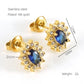 Glam Sun Water Droplets  Rhinestones Earrings [Stainless Steel,18K Gold Plated]