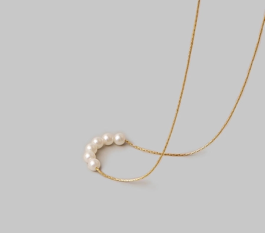 Pearl Necklace [304 Stainless Steel,18K Gold Plated]