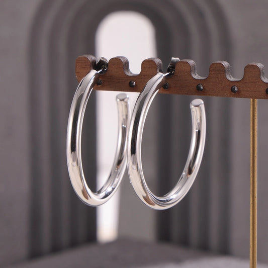 Silver Hoop Earrings [304 Stainless Steel]