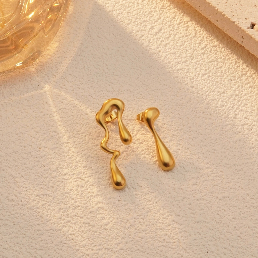 Melting Earrings [304 Stainless Steel,18K Gold Plated]