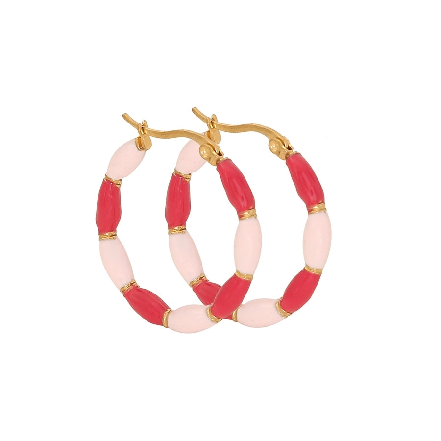 Round Enamel Earrings [304 Stainless Steel,18K Gold Plated]