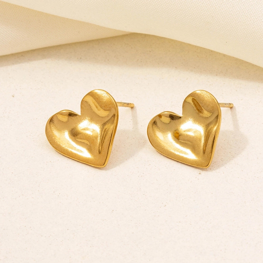 Heart Shape Earrings [304 Stainless Steel,18K Gold Plated]