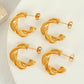 C Shape Twist Earrings [304 Stainless Steel,18K Gold Plated]