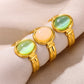 Vintage Style Oval Opal Inlay Open Ring[304 Stainless Steel]