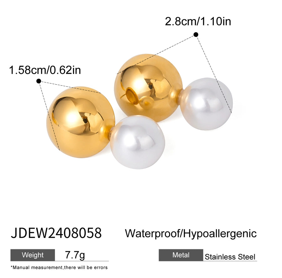 Boucles d'oreilles en perles artificielles [304 en acier inoxydable]