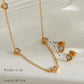 Heart Shape  Zircon Bracelet/Jewelry Set [304 Stainless Steel, 18K Gold Plated]