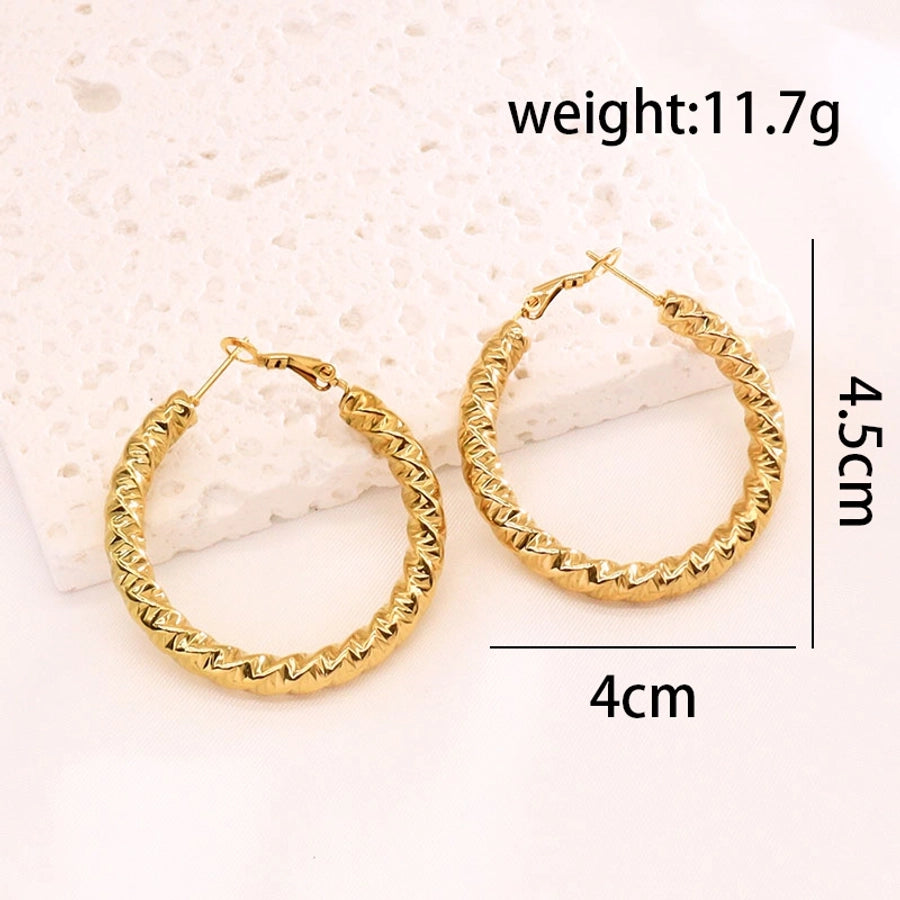 Mix Design Hoop Earrings [304 Stainless Steel,18K Gold Plated]